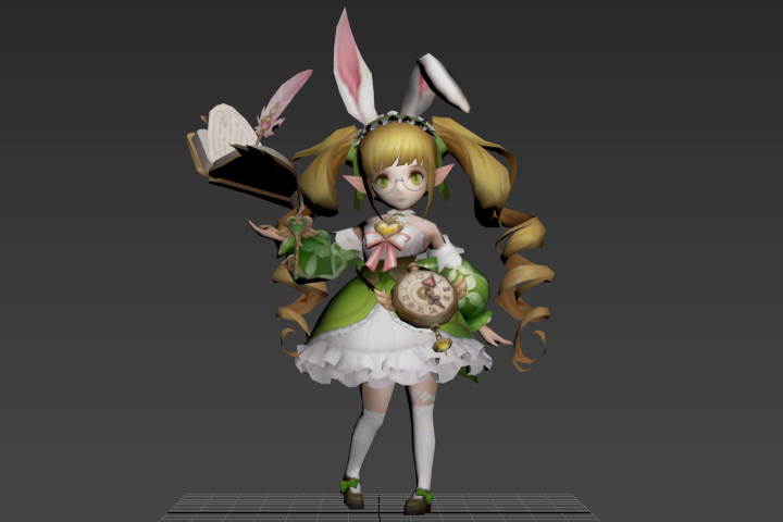 小兔子女孩_手拿魔法书待机