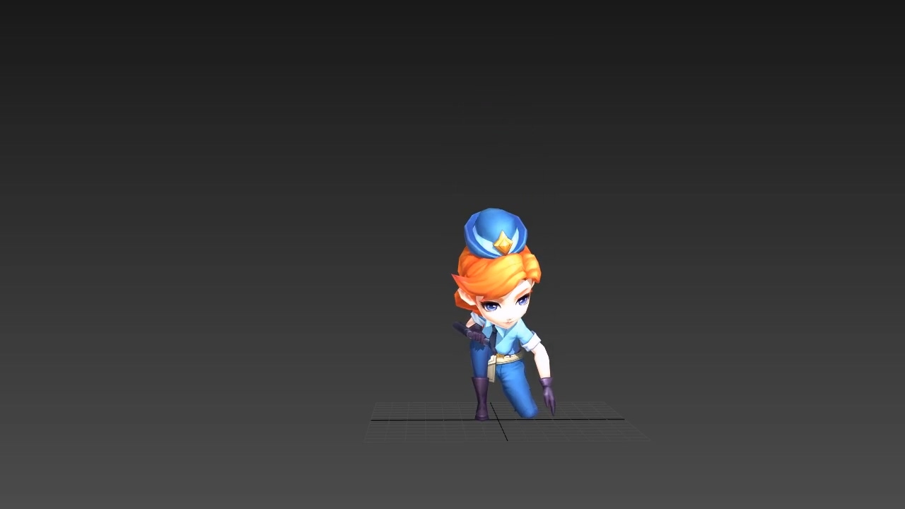 卡通女警_待机休闲动作