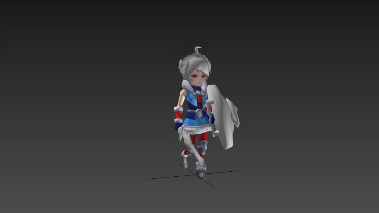 Q版女骑士_持盾行走