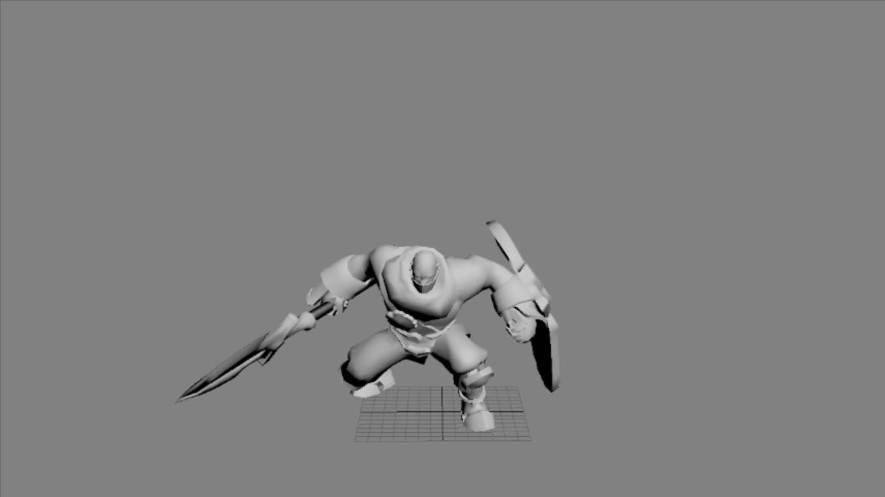 长枪盾牌战士_咆哮动作