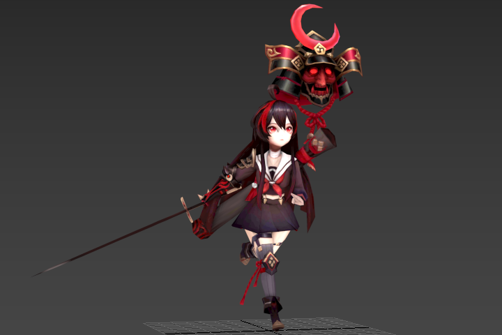 鬼武士小女孩_持刀奔跑